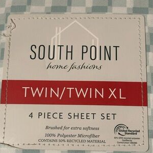 South Point Home Fashions Twin/Twin XL Sheet Set - White / Mint
